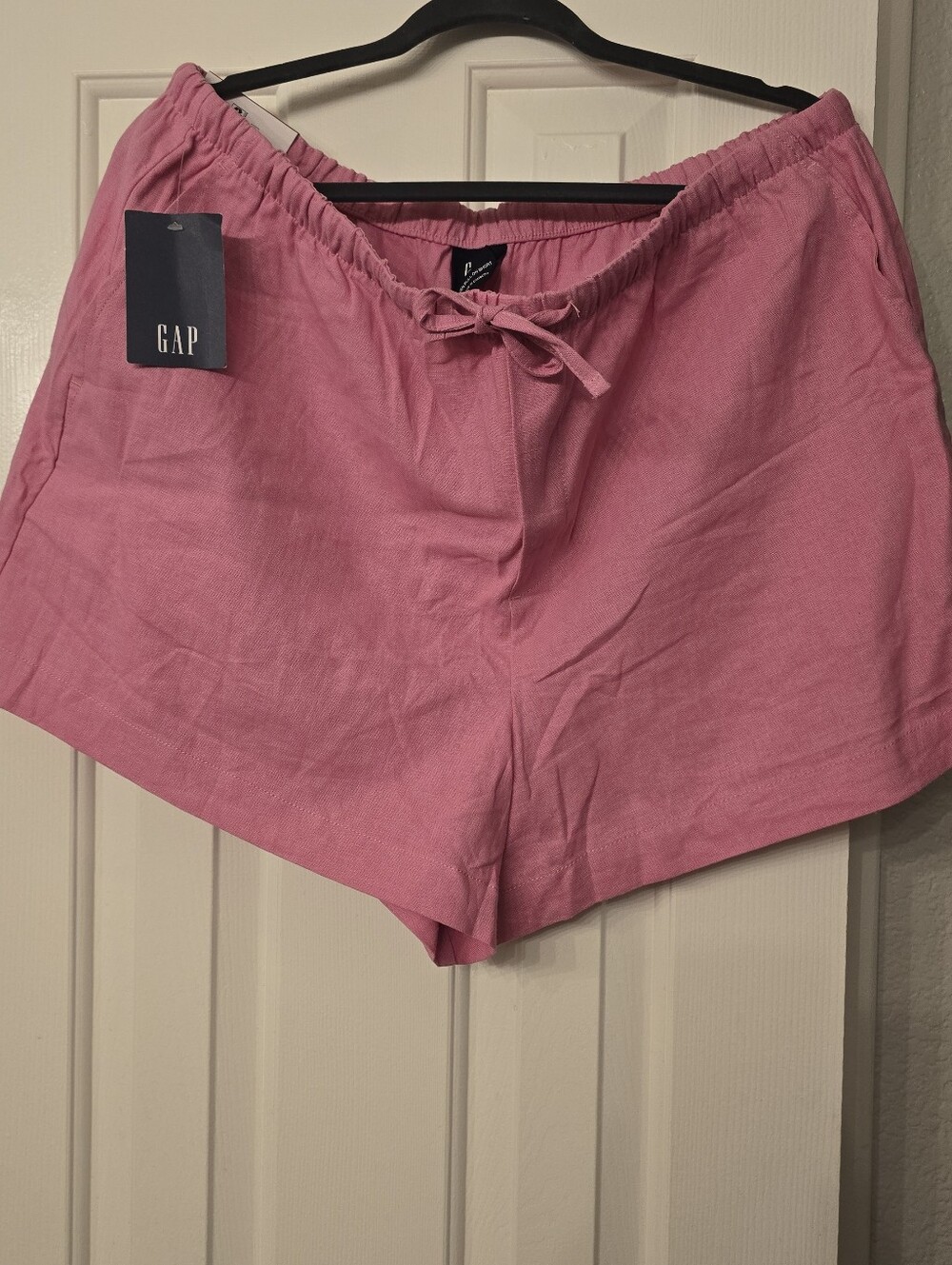 GAP Pink Drawstring Linen-Blend Casual Shorts